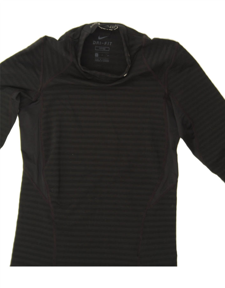 NIKE Boys Top Long Sleeve 8-9 Years Small Black Striped Polyester Vintage Nike and Second-Hand Nike from Messina Hembry 