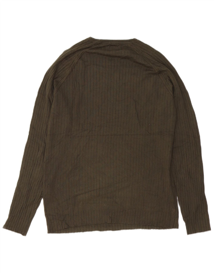 Zara Herre sweater med rund hals, mellemgrøn viskose