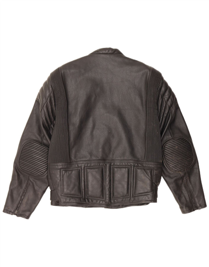 Vintage Herre Motorcykel Læder Biker Jacket UK 36 Lille Sort Læder