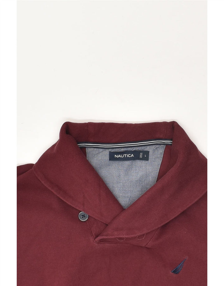 NAUTICA Mens Shawl Neck Jumper Sweater Large Maroon | Vintage Nautica | Thrift | Second-Hand Nautica | Used Clothing | Messina Hembry 