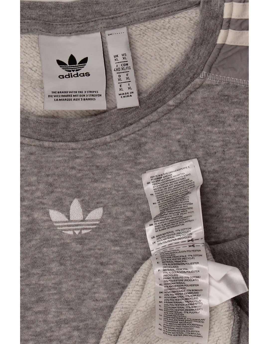 ADIDAS Sweatshirt til mænd XL Grå Flecked Bomuld