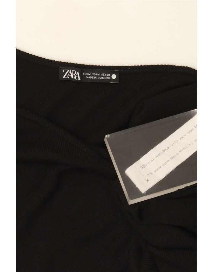 Zara Dame Asymmetrisk One Shoulder Top UK 12 Medium Black Viscose