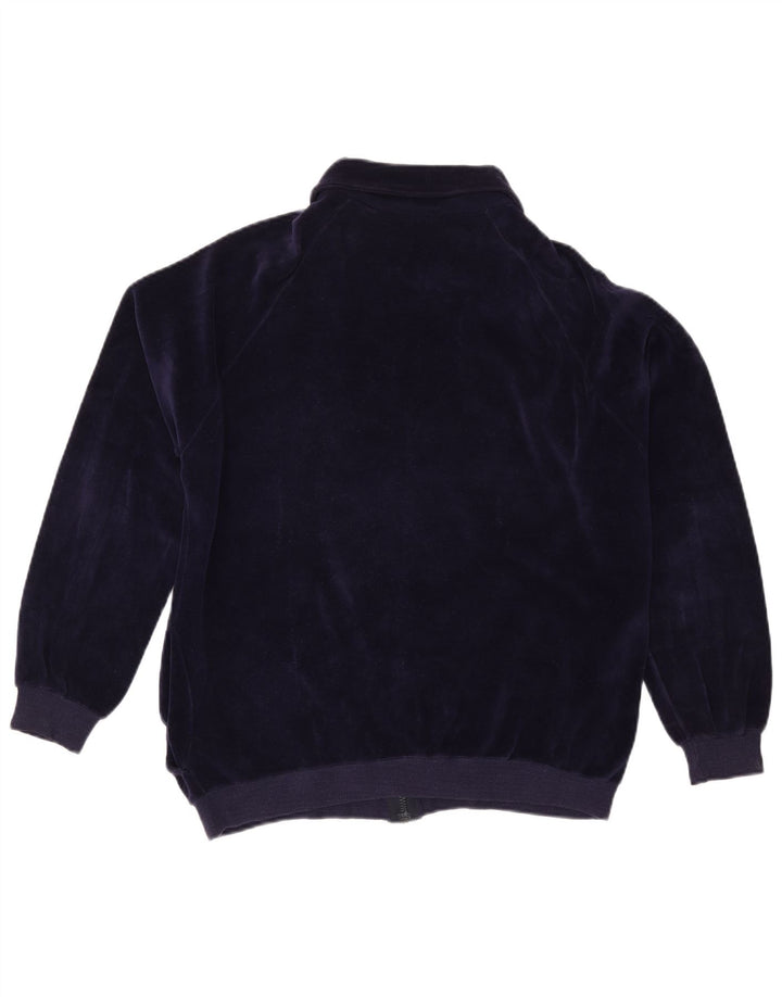 VINTAGE Dame træningsdragt topjakke UK 16 Stor marineblå bomuld