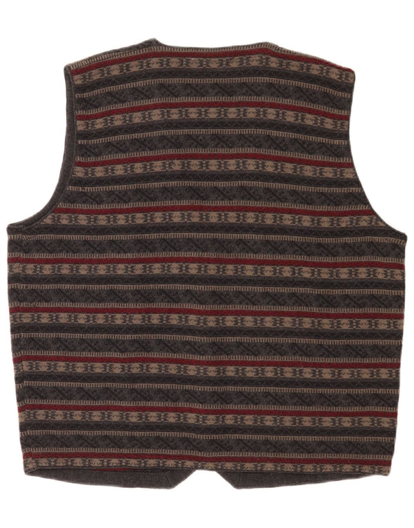 Vintage strik vest til mænd Medium Grey Fair Isle Virgin Wool