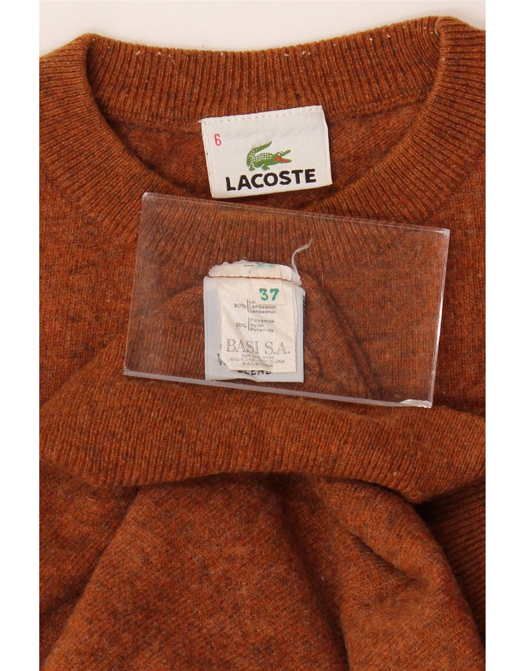 LACOSTE Herre sweater med rund hals str. 6 XL Brun uld
