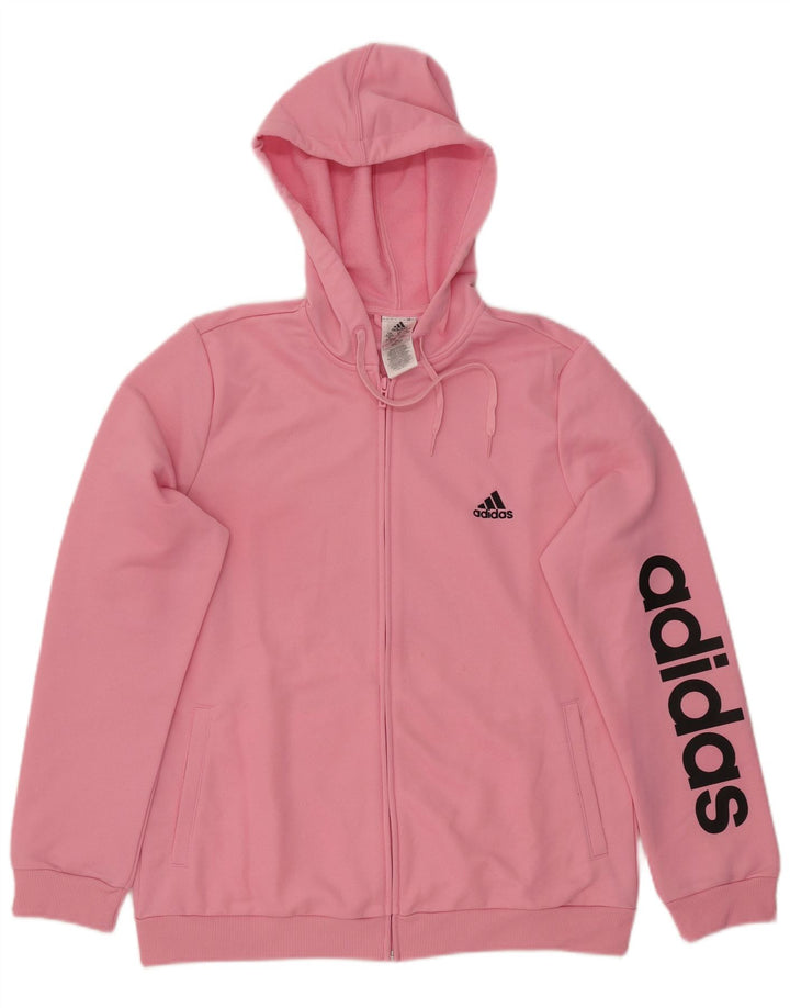ADIDAS grafisk hættetrøje med lynlås til kvinder UK 20/22 XL Pink Polyester