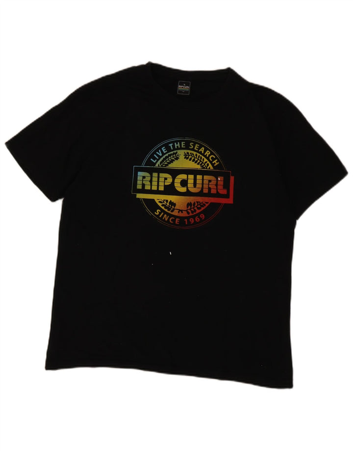 Rip Curl Herre grafisk T-shirt Top Medium Sort Bomuld