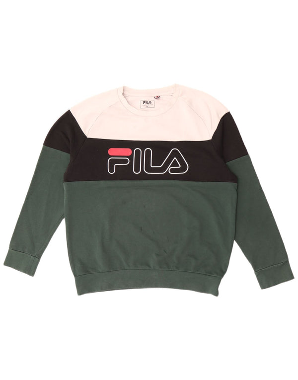 Fila Herre grafisk sweatshirt Jumper XL Grøn Colourblock