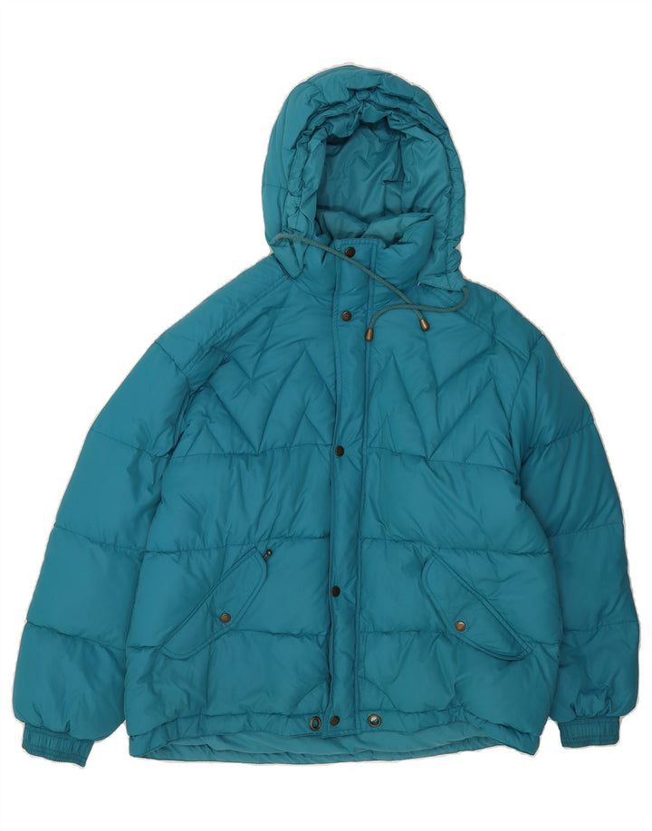 CLIPPER Mens Hooded Padded Jacket IT 52 XL Blue Polyester Vintage Clipper and Second-Hand Clipper from Messina Hembry 