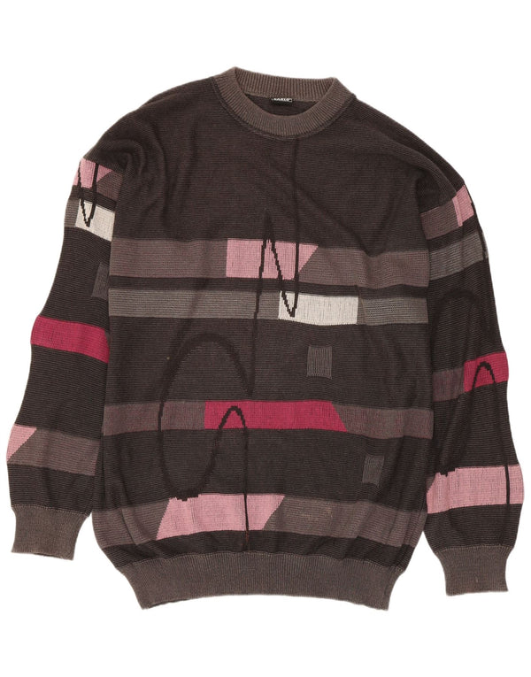Monte Carlo Herre grafisk rund hals sweater XL sort stribet