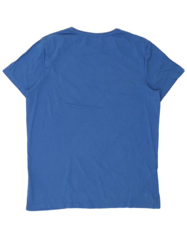 TIMBERLAND Herre grafisk T-shirt Top XL Blå Bomuld