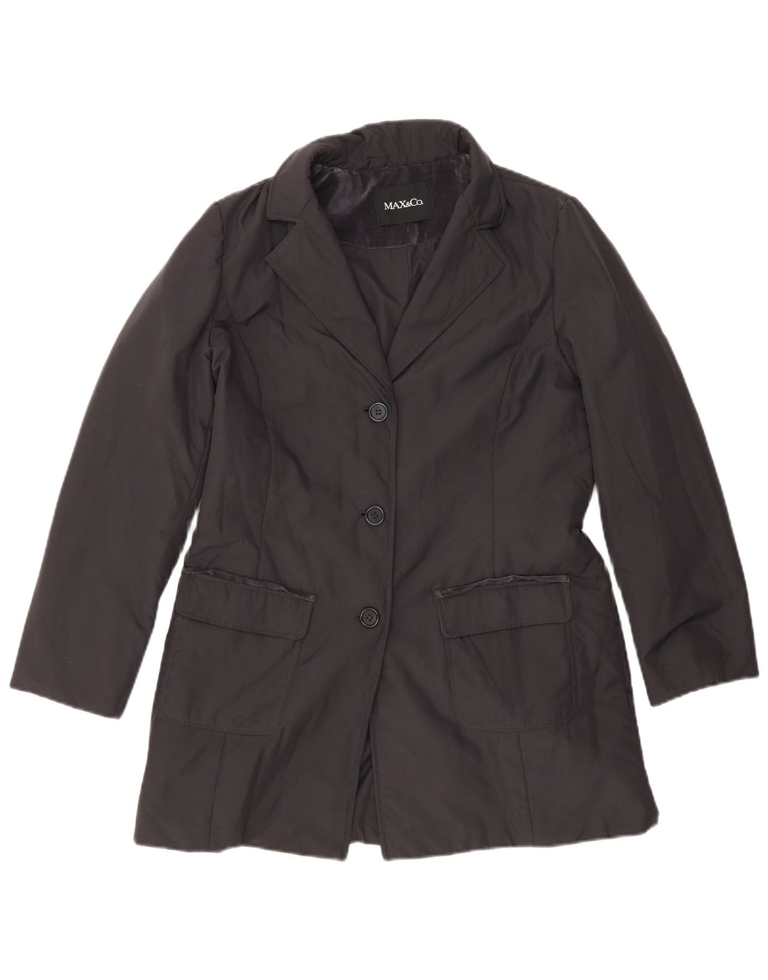 Max & Co. Dameoverfrakke UK 16 Large Navy Blue Polyester