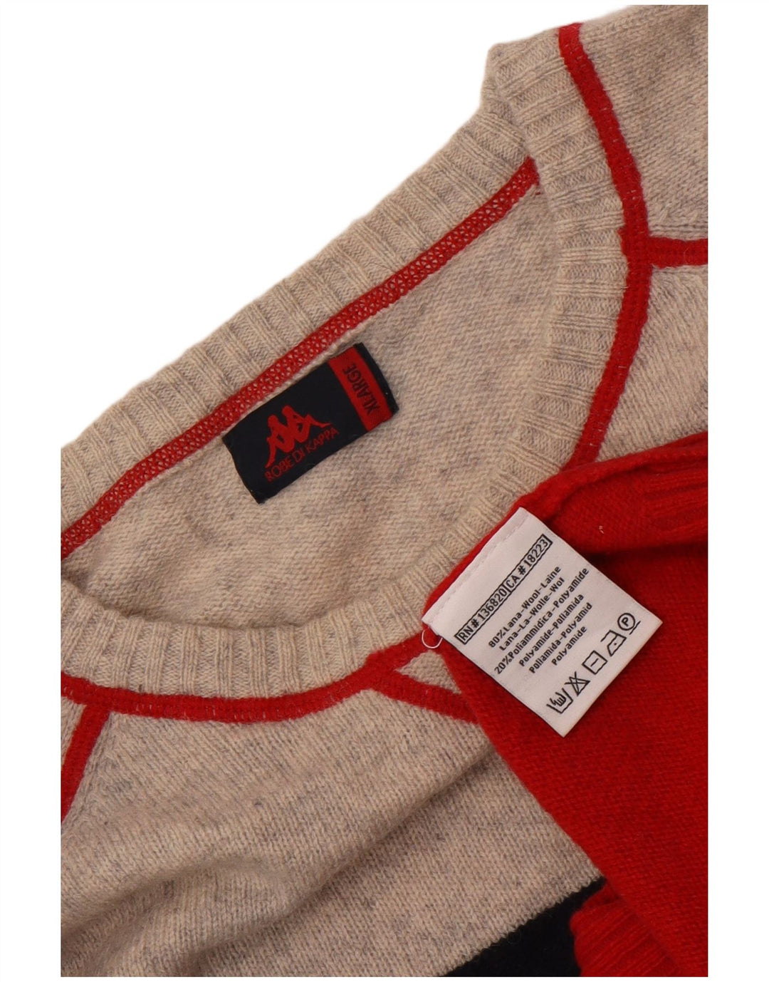 Kappa Herre Boat Neck Jumper Sweater XL Flerfarvet Colourblock Uld