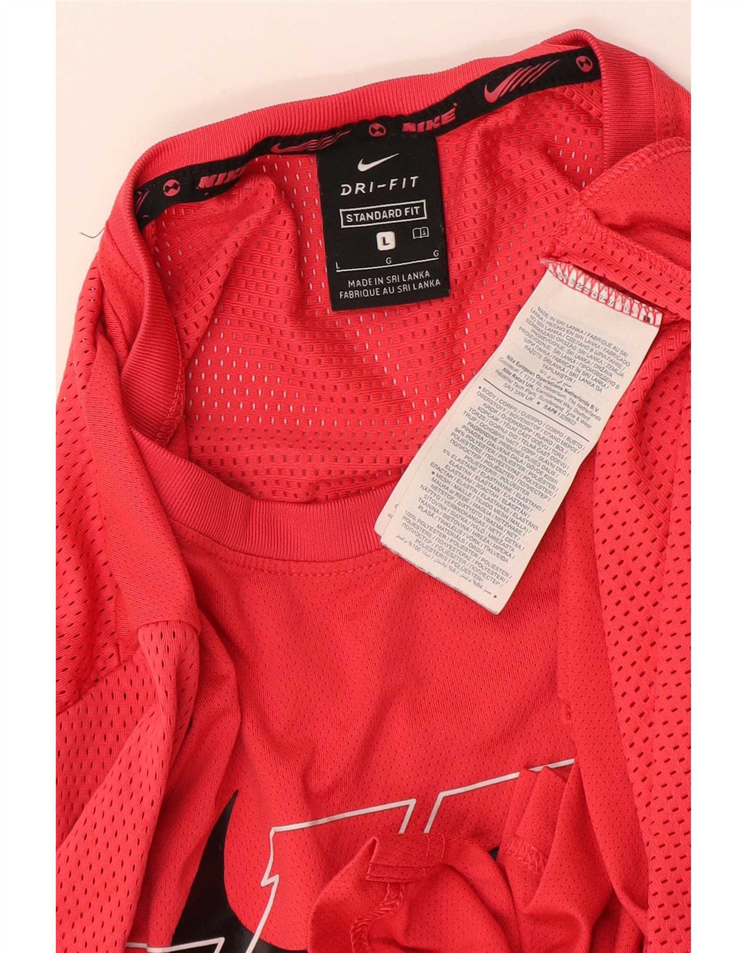 Nike Herre Dri Fit Standard Grafisk T-Shirt Top Stor Rød Polyester