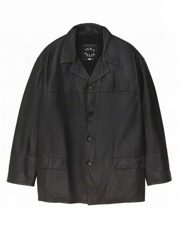 Vintage herre læderjakke IT 56 3XL Sort
