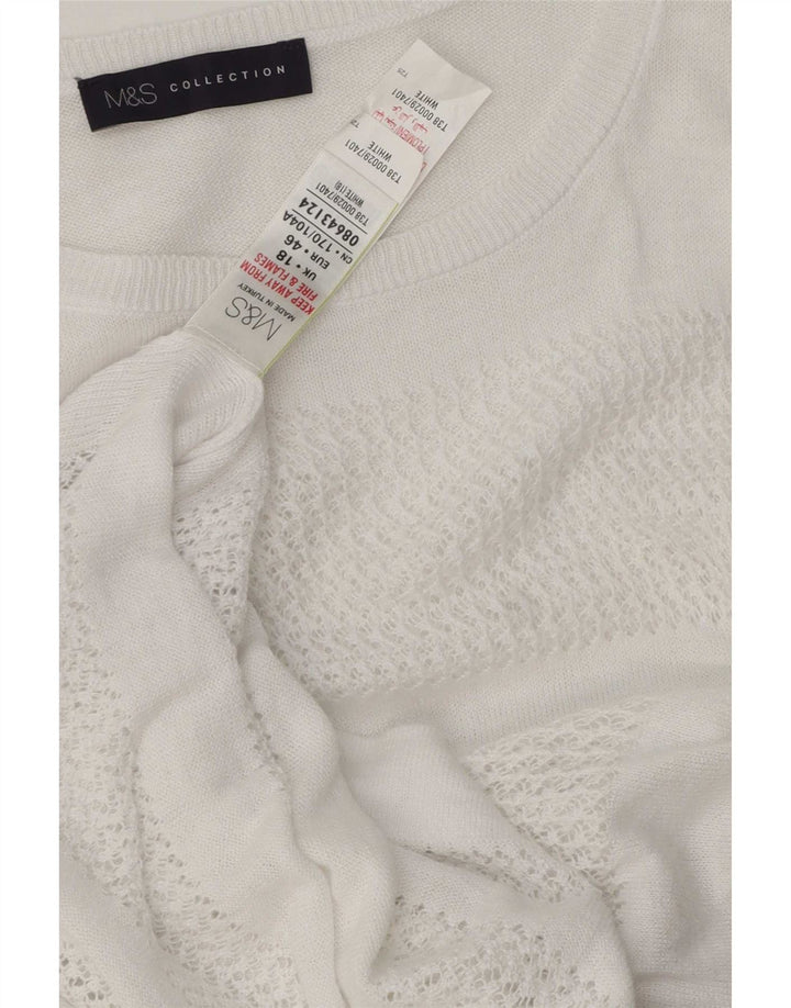 Marks & Spencer Dame Oversized Boat Neck Jumper Sweater UK 18 XL Hvid