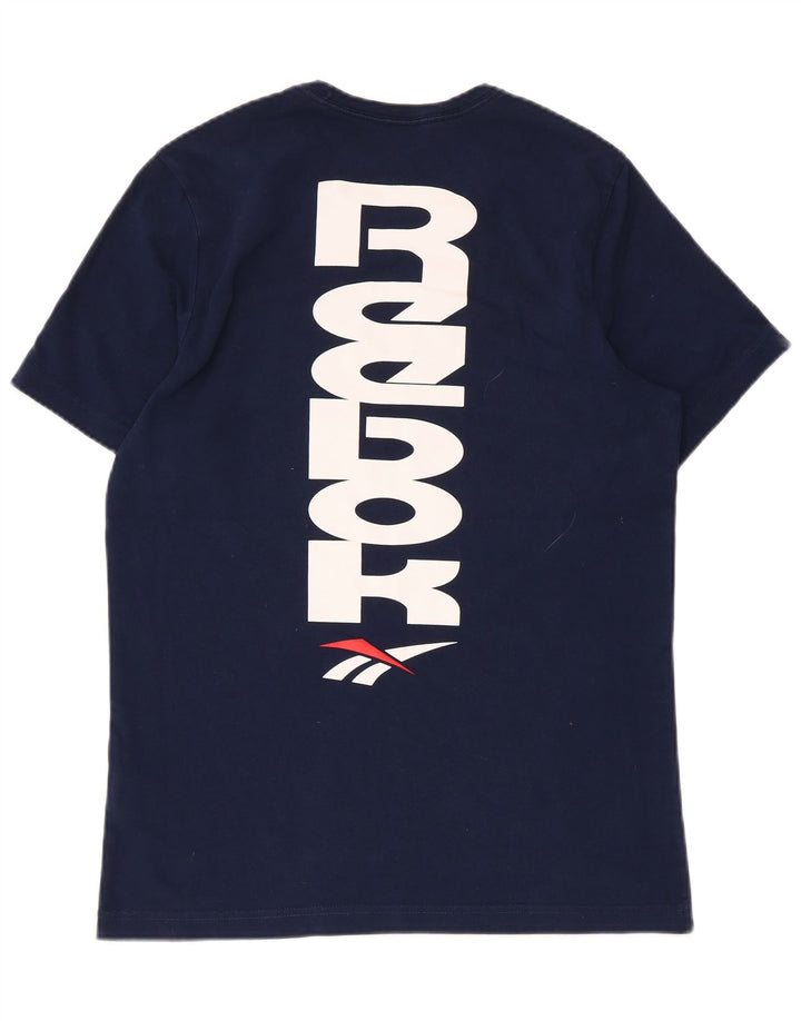 Reebok Herre grafisk T-shirt Top Medium Marineblå Bomuld