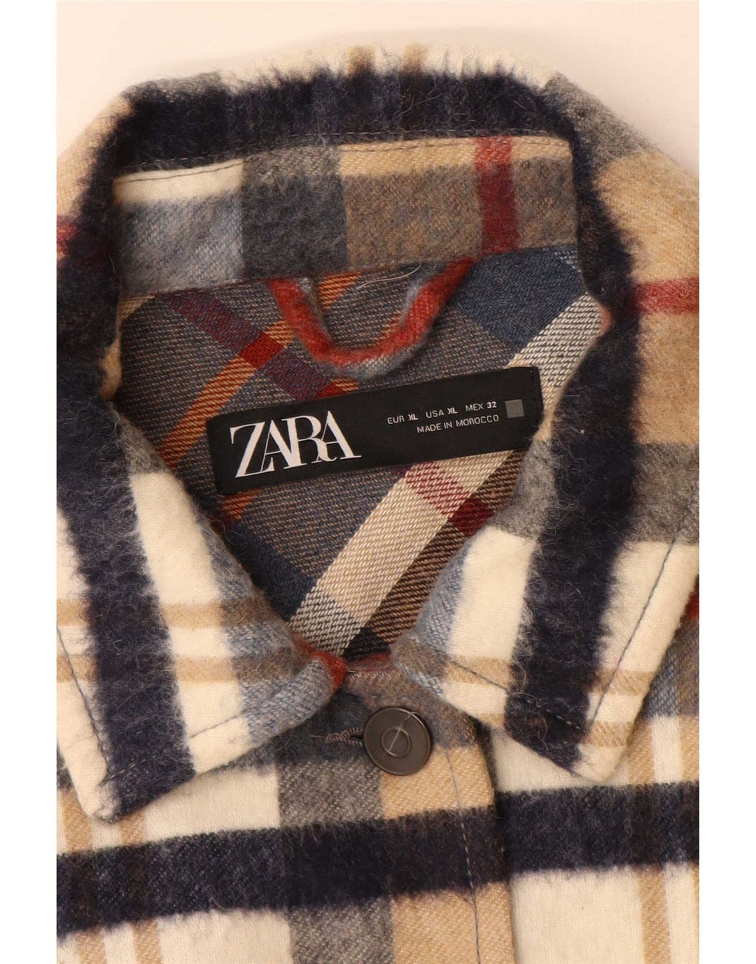 Zara Oversized skovhugger flannelskjorte til kvinder UK 18 XL flerfarvet ternet