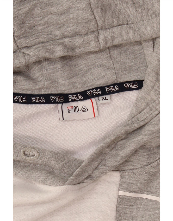FILA Mens Graphic Hoodie Jumper XL Grey Colourblock
