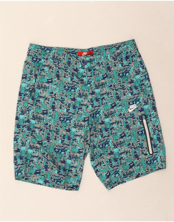 Nike Herre grafiske cargo-shorts W34 Large turkis Colourblock Polyester