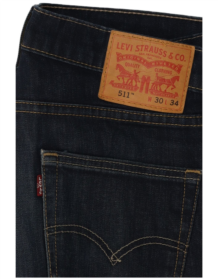 LEVI'S Herre 511 Slim Jeans W30 L34 Marineblå Bomuld