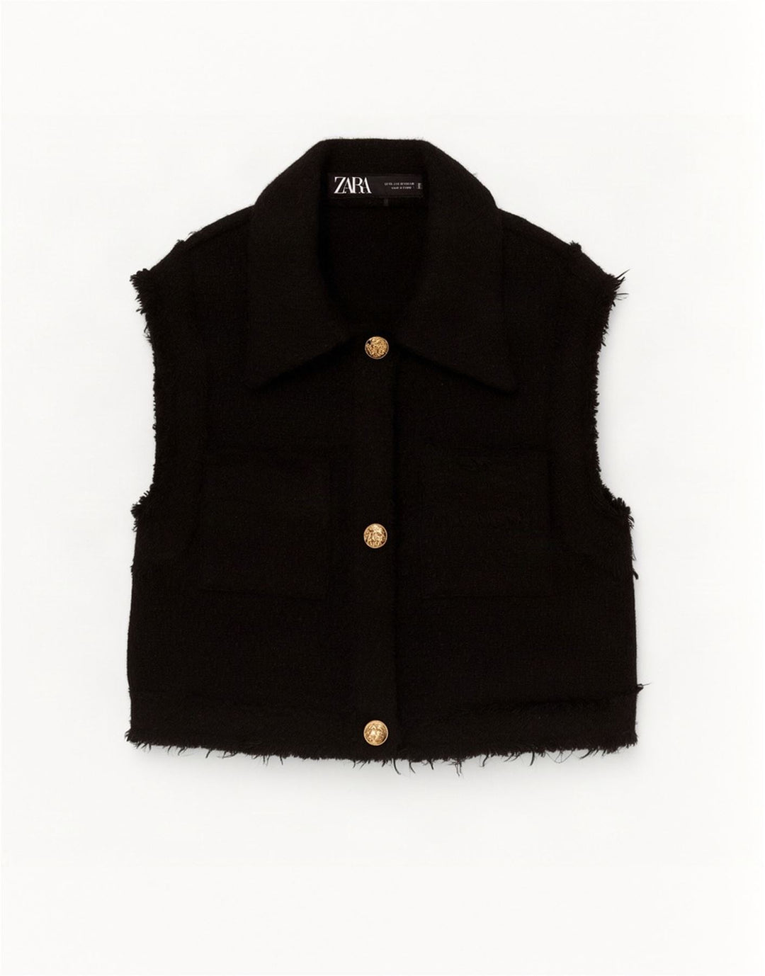 Zara Womens Crop Gilet UK 6 XS Sort Polyester