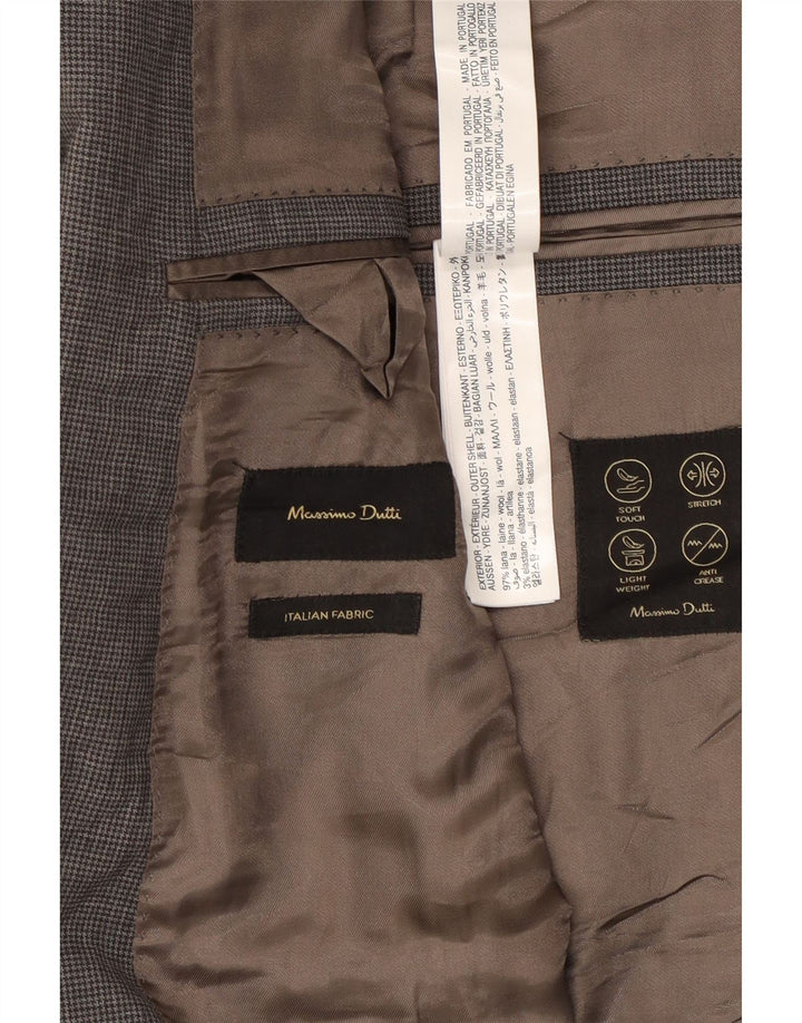 Massimo Dutti Herre 2-knaps blazerjakke US 46 XL Grå ternet uld