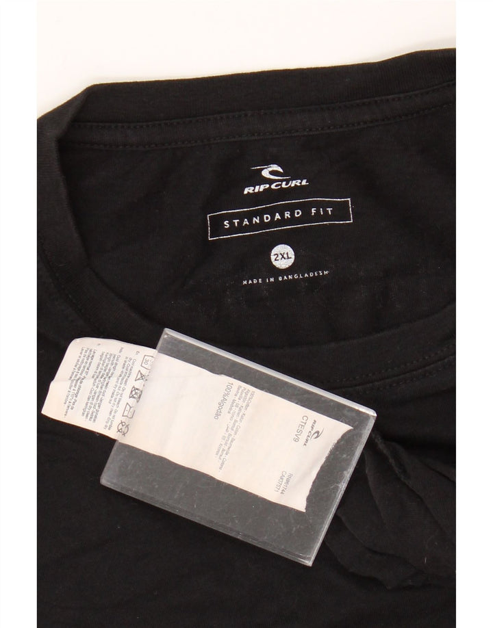 RIP CURL Herre Standard Fit Grafisk T-Shirt Top 2XL Sort Bomuld