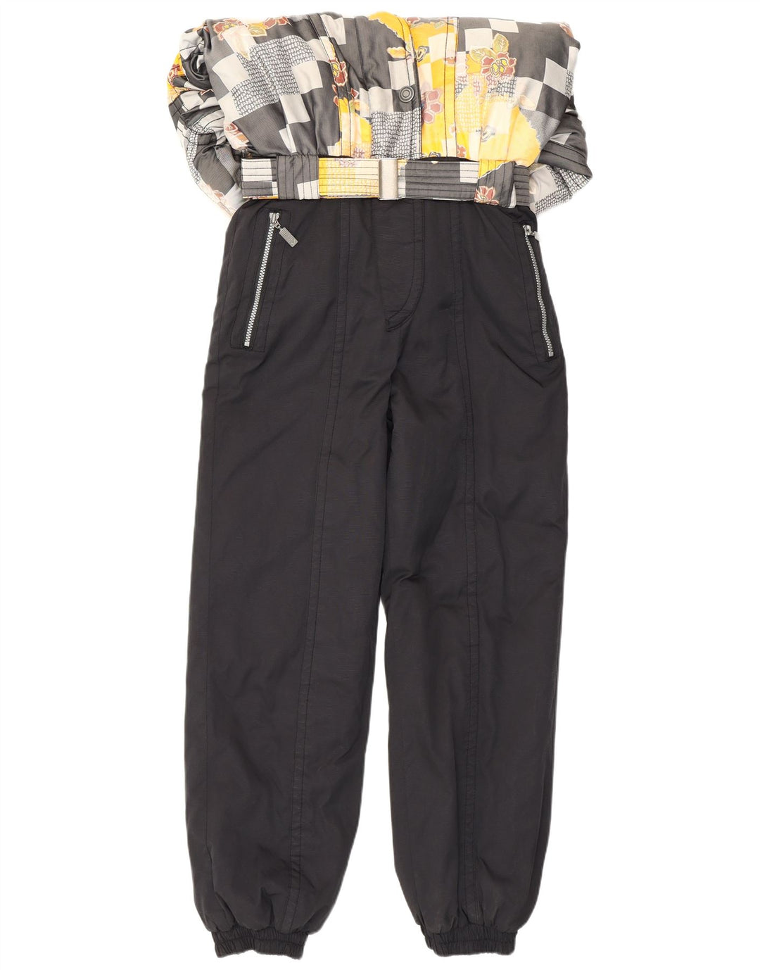 Maier Dame Ski Jumpsuit UK 14 Stor Sort Patchwork Polyester Retro