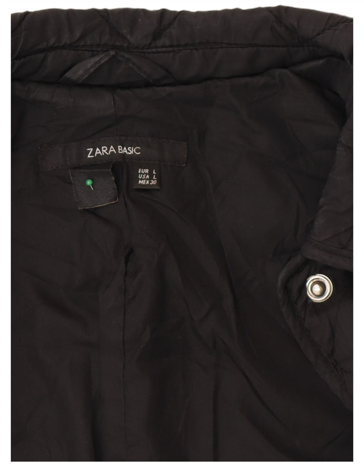 Zara Quiltet overfrakke til kvinder UK 16 Large Black