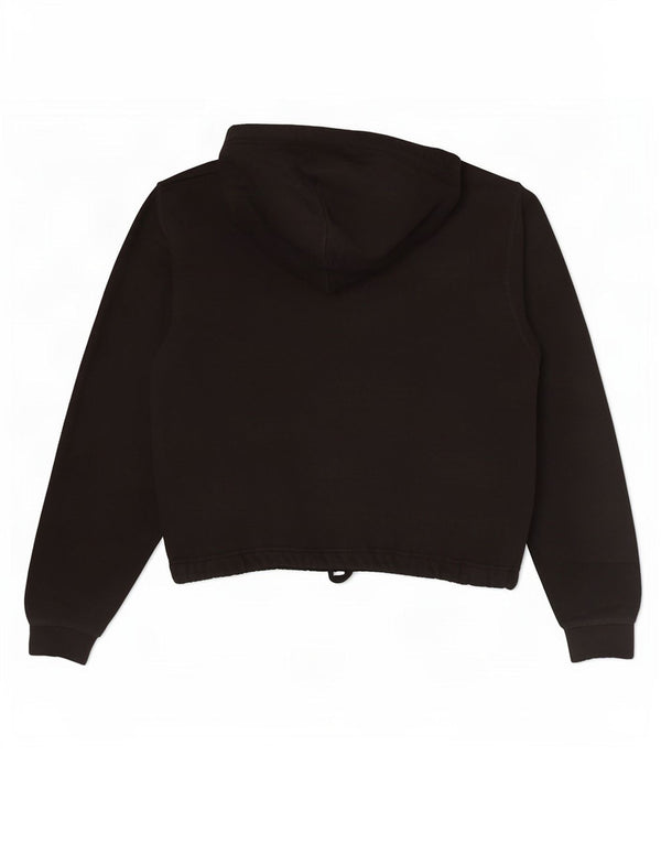 Champion Dame Crop Hættetrøje Sweater med lynlås UK 14 Medium Sort Bomuld