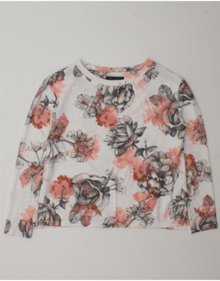 Marks & Spencer Dame Oversized Top Langærmet UK 10 Small White Floral