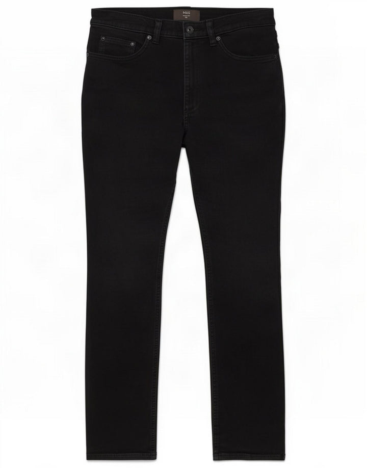 Marks & Spencer Dame Slim Jeans W32 L31 Sort Bomuld