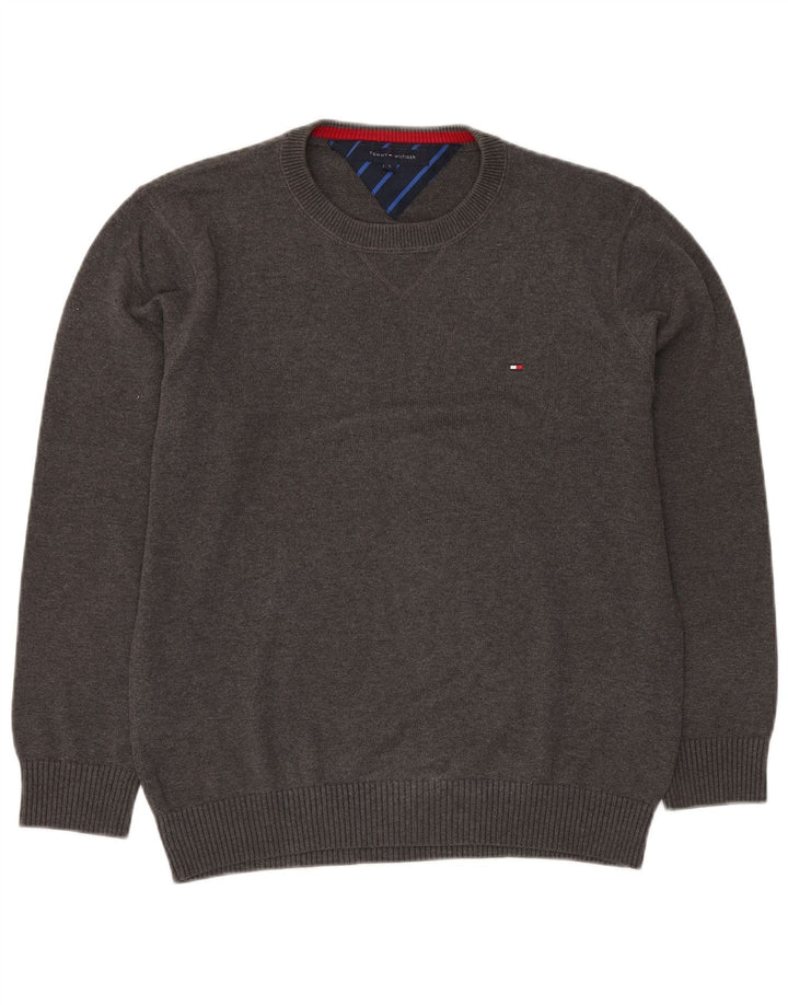 TOMMY HILFIGER Herre sweater med rund hals, stor grå bomuld