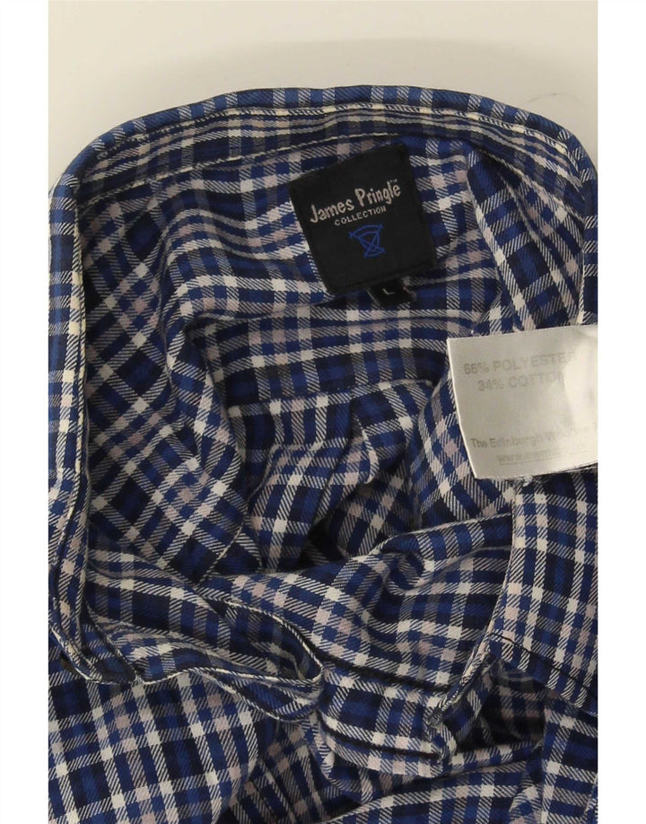 James Pringle herre flannel skjorte stor blå ternet polyester
