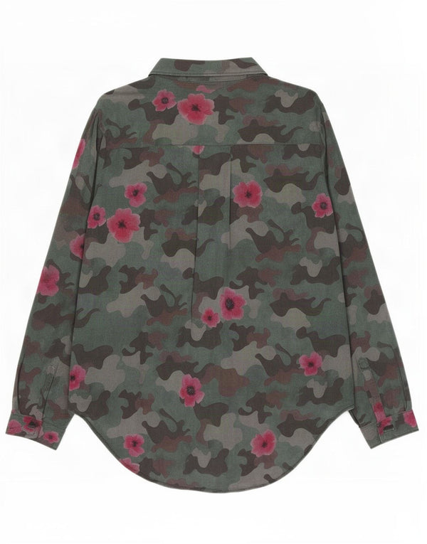 Anthropologie Womens Shirt Bluse UK 16 Large Green Floral Rayon