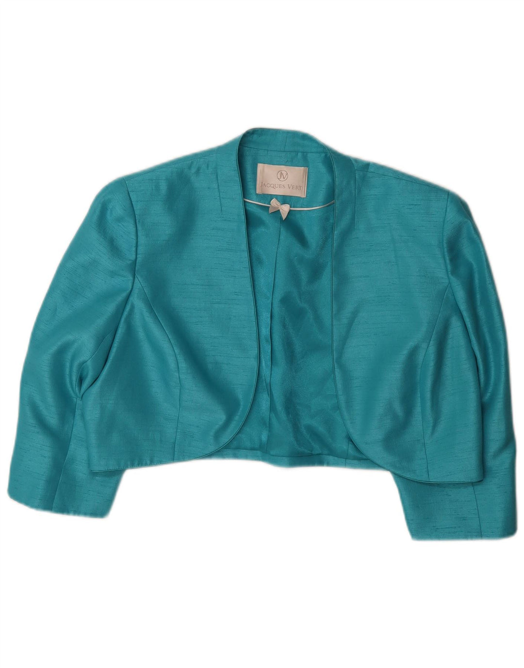 JACQUES VERT Dame 3/4-ærmet Bolero-jakke UK 16 Stor turkis