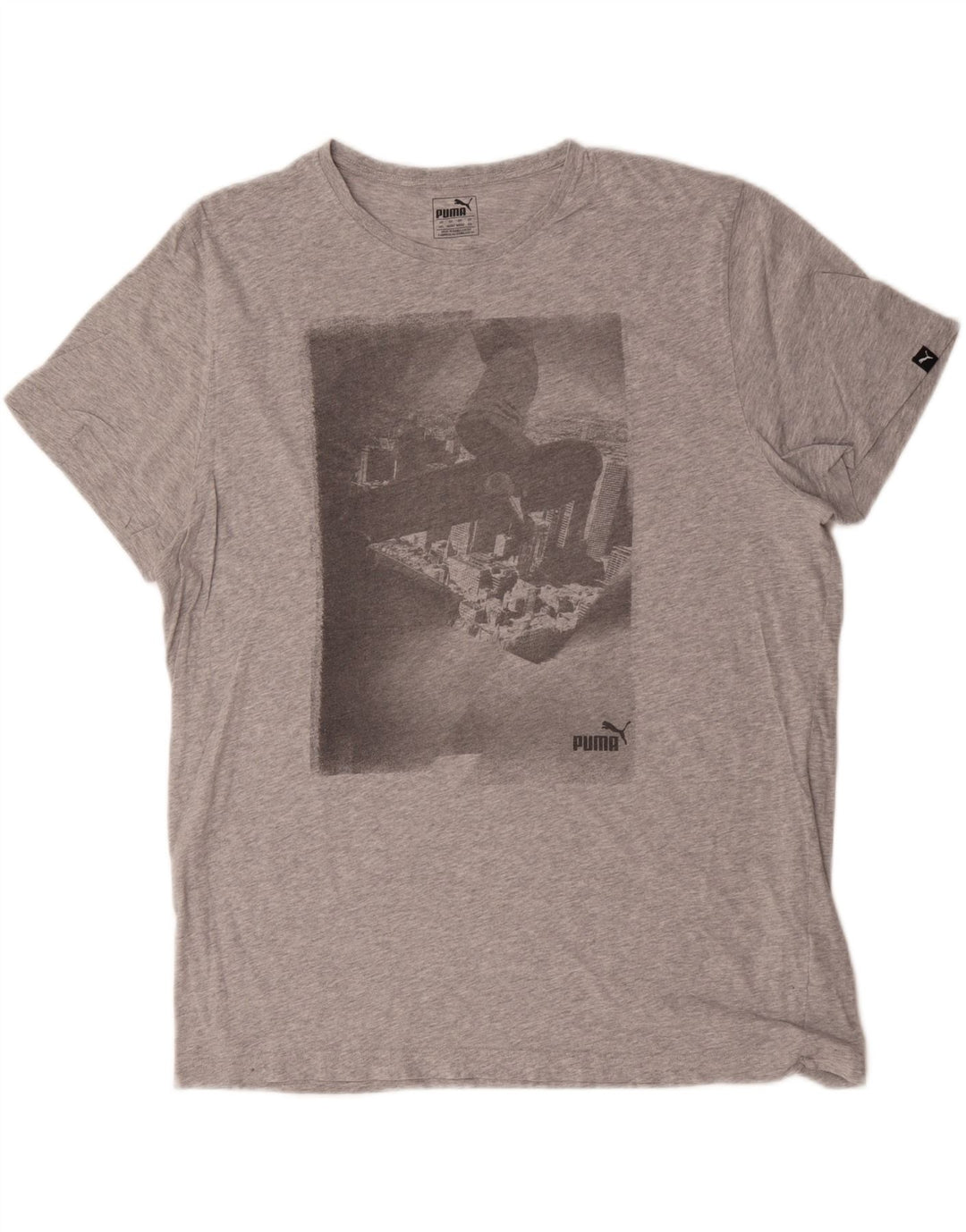 Puma Herre Grafisk T-Shirt Top 2XL Grå Bomuld