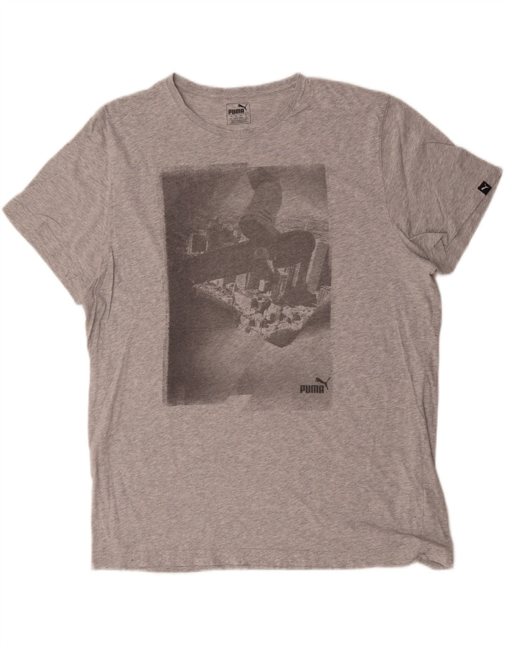 Puma Herre Grafisk T-Shirt Top 2XL Grå Bomuld