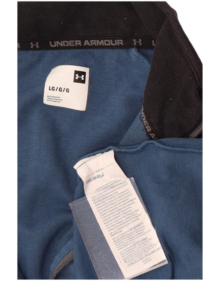 Under Armour Herre 1/4 Zip Top Langærmet Stor Blå Colourblock Bomuld