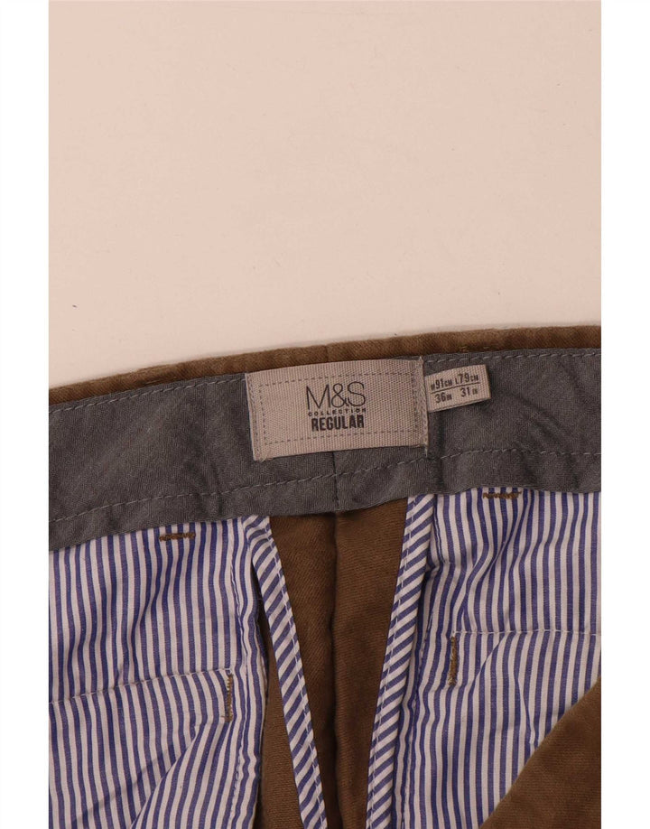 Marks & Spencer Herre Lige bukser med almindelig jakkesæt W36 L31 Beige Bomuld
