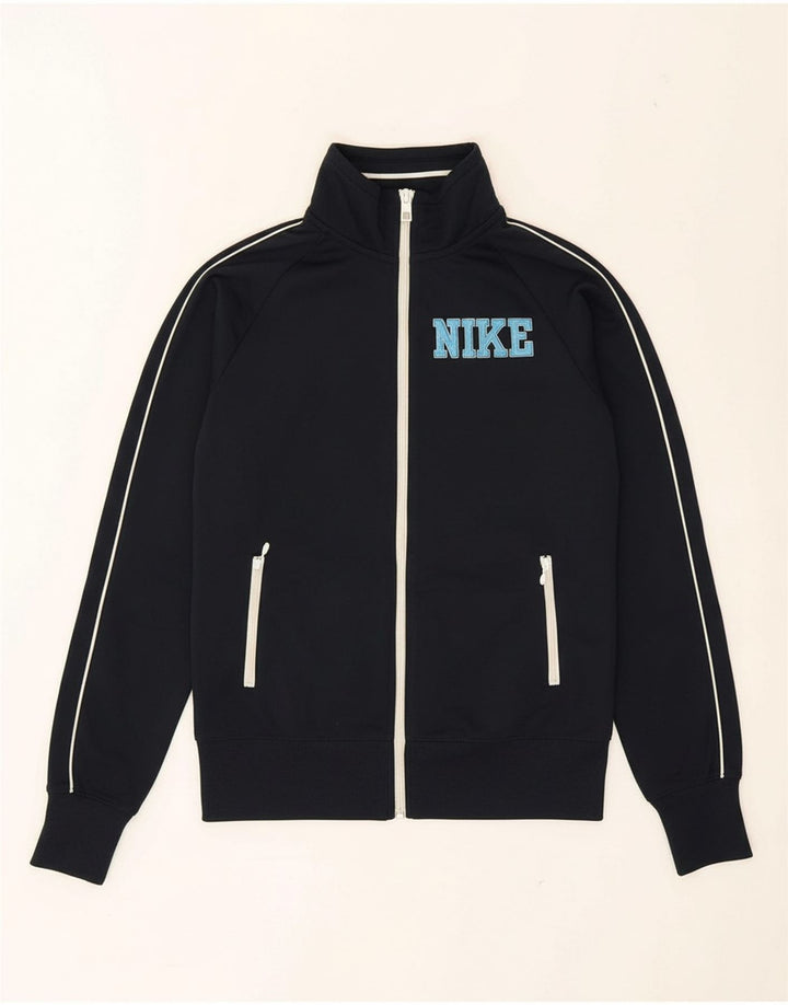 NIKE Womens Tracksuit Top Jacket UK 14 Medium Navy Blue Polyester