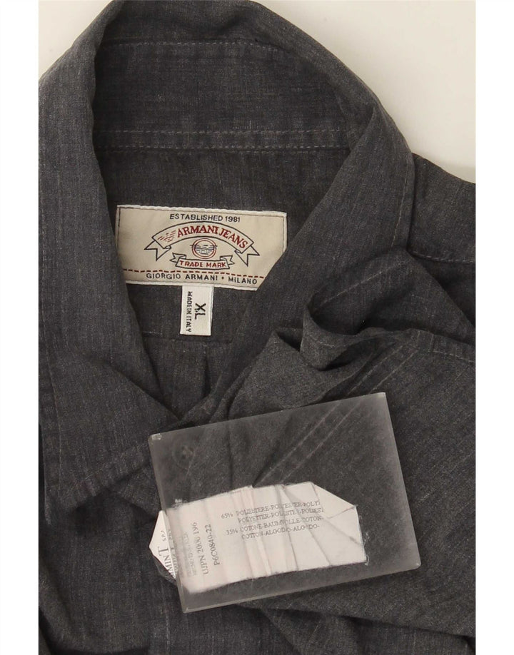 Armani Jeans Herreskjorte XL Grå Polyester