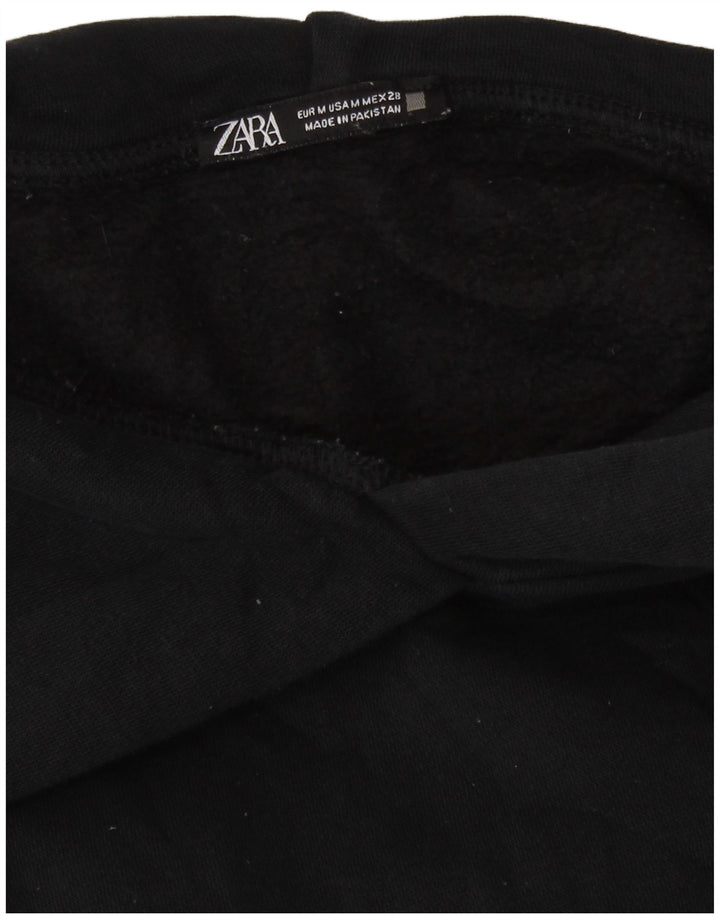 Zara Dame Oversized Hoodie Jumper UK 14 Medium Sort Bomuld