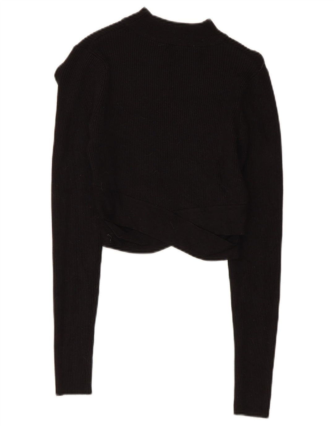 Zara Womens Crop Top Langærmet UK 8 Small Black Viscose