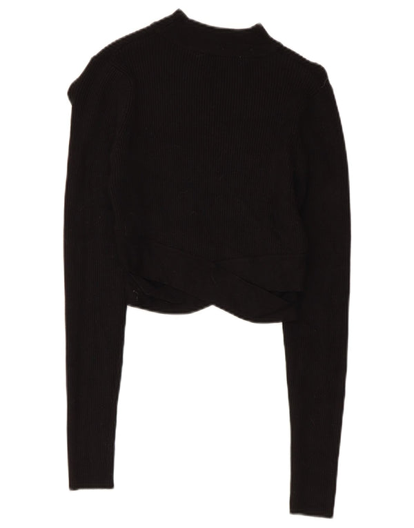 Zara Womens Crop Top Langærmet UK 8 Small Black Viscose