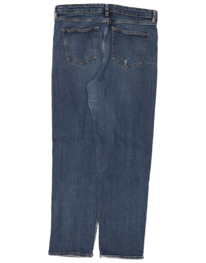 Marks & Spencer Dame Distressed Straight Jeans UK 14 Large W34 L30 Blue