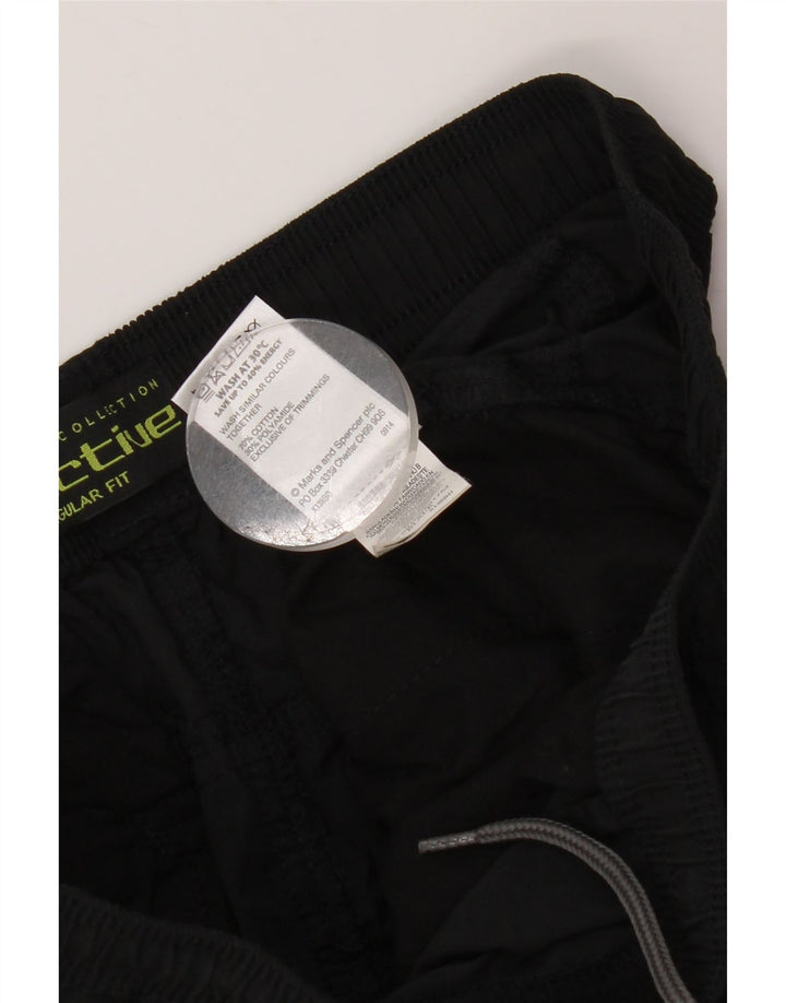 MARKS & SPENCER Herre Regular Fit Chinobukser W33 L33 Sort bomuld