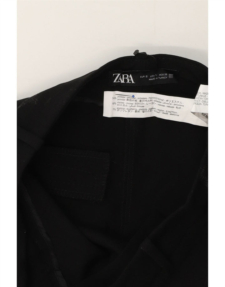 Zara Dame Bootcut Chino Bukser Small W26 L31 Sort Polyester