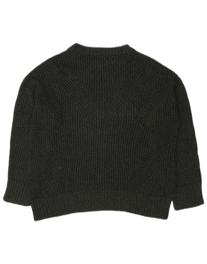 Massimo Dutti Dame Oversized Crew Neck Jumper Sweater UK 14 Medium Khaki